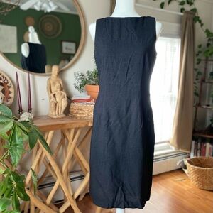 Liz Claiborne Black Sleeveless Back Zipper Vented A-Line Wool Dress Size 6